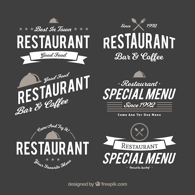 Free vector fun collection of retro restaurant logos