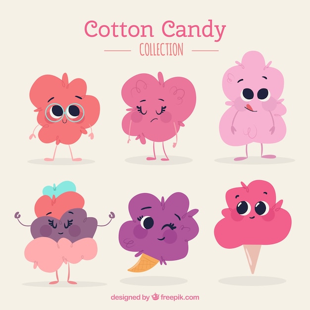 Free vector fun collection of smiley cotton candy