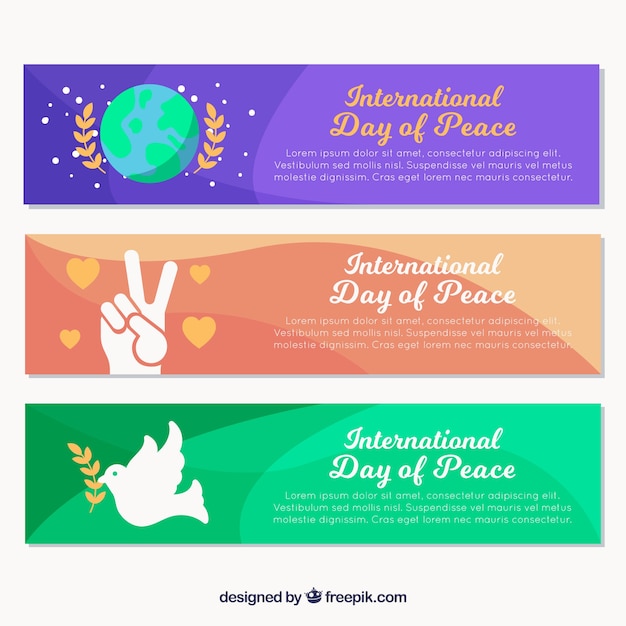 Fun and colorful collection of banners for day of peace