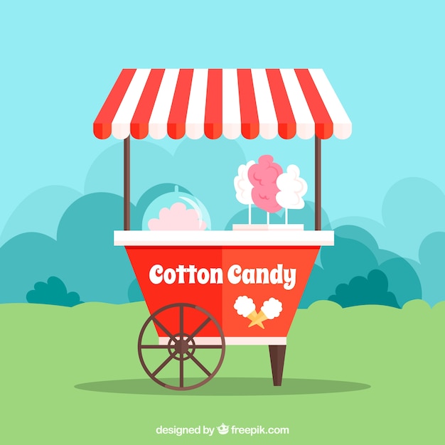 Fun cotton candy cart in the nature