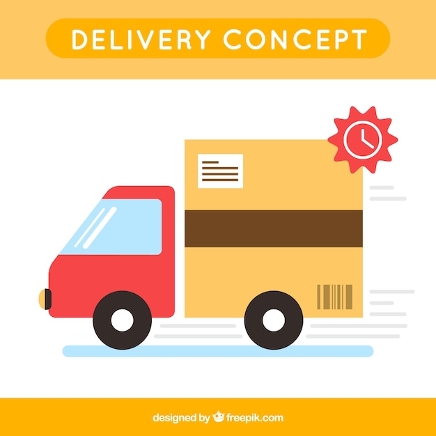 Fun delivery truck with flat design