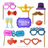 Free vector fun elements for wedding photo booth