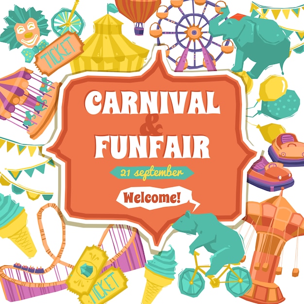 Free vector fun fair and carnival poster