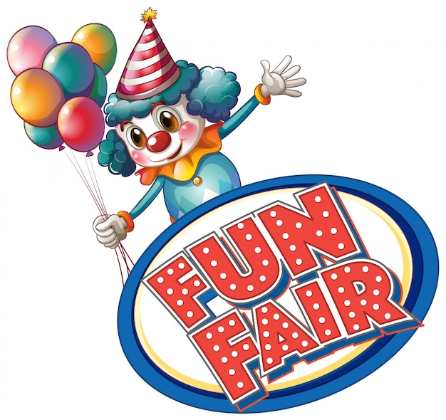 Free vector fun fair sign template with clown and balloons