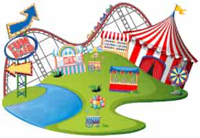 Free vector fun fair theme park on isolated background