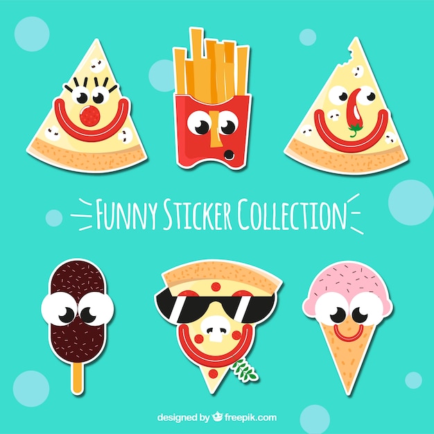 Free vector fun fast food stickers collection