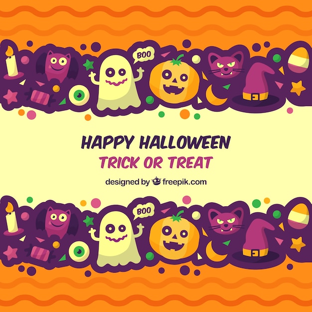 Fun halloween background with flat design