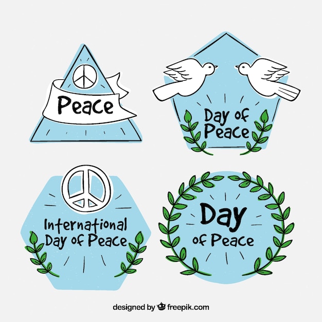Free Vector fun and hand drawn peace labels