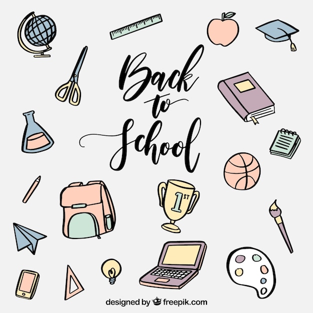 Free vector fun and hand drawn school materials