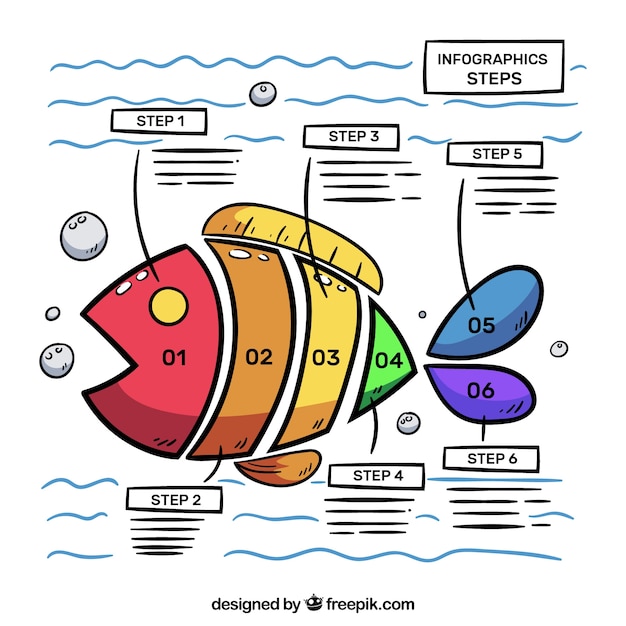 Free vector fun infographic template with fish