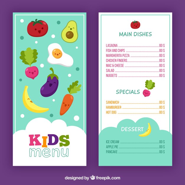 Fun kids menu