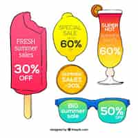 Free vector fun labels for summer sales