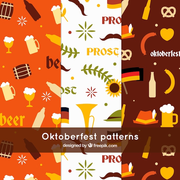 Free vector fun oktoberfest patterns with flat design