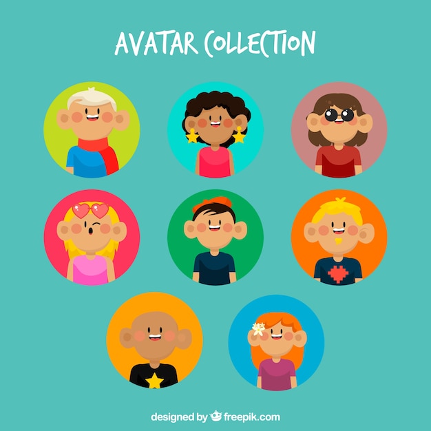 Fun pack of avatars with childish style