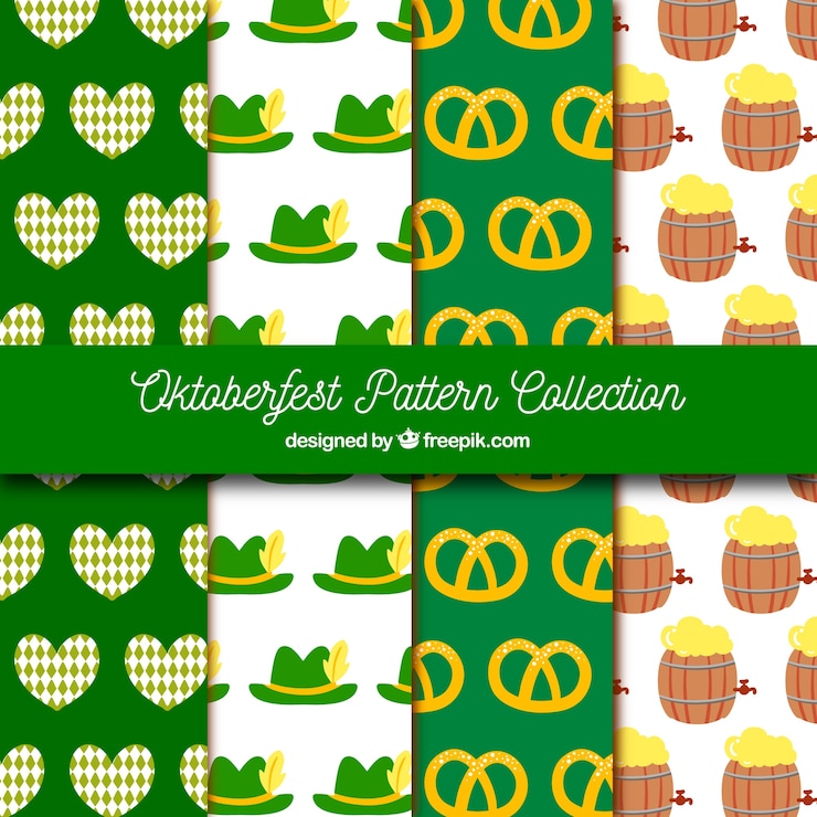 Free Vector fun pack of colorful oktoberfest patterns