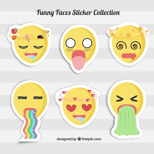 Free vector fun pack of flat emoticons stickers