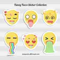 Free vector fun pack of flat emoticons stickers