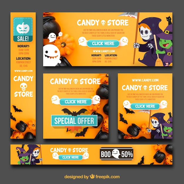 Free vector fun pack of halloween banners