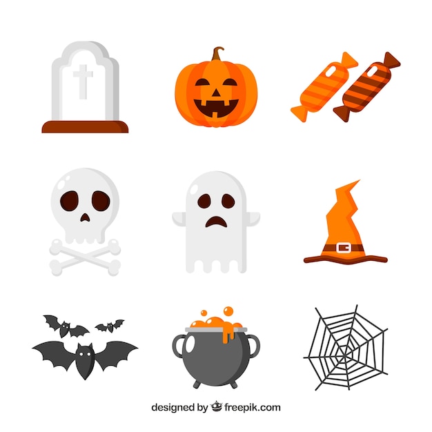 Free vector fun pack of halloween elements