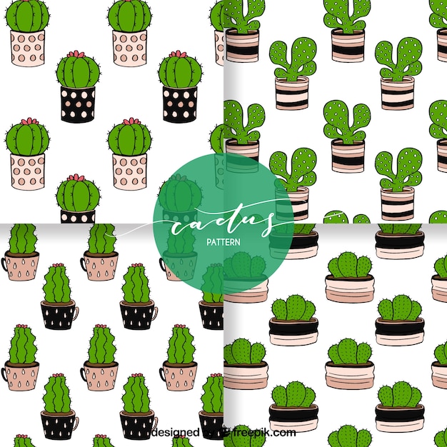 Fun pack of hand drawn cactus patterns