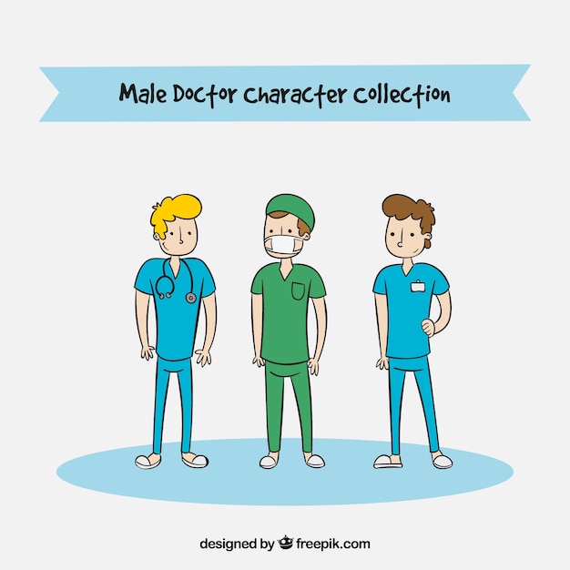 Free vector fun pack of hand drawn doctors