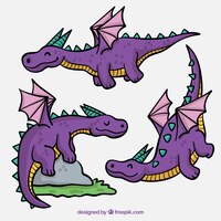 Fun pack of hand drawn dragon characters