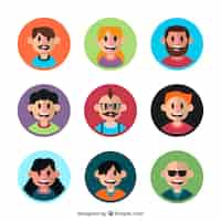 Free vector fun pack of happy avatars