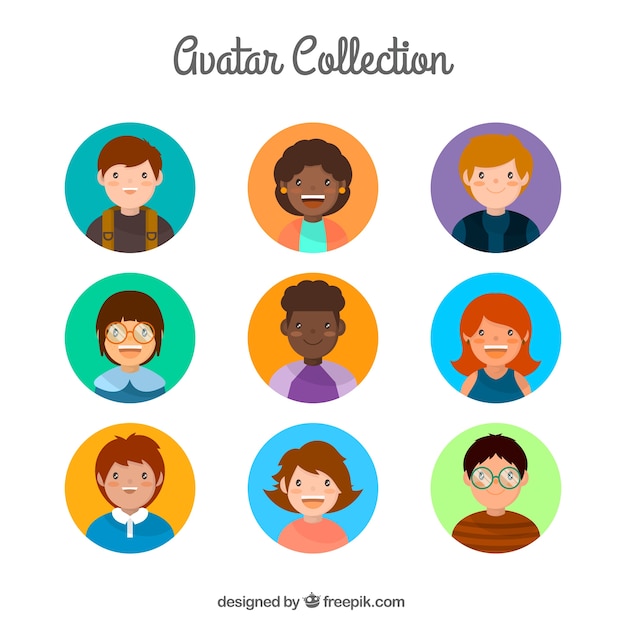 Free vector fun pack of lovely and smiley avatars