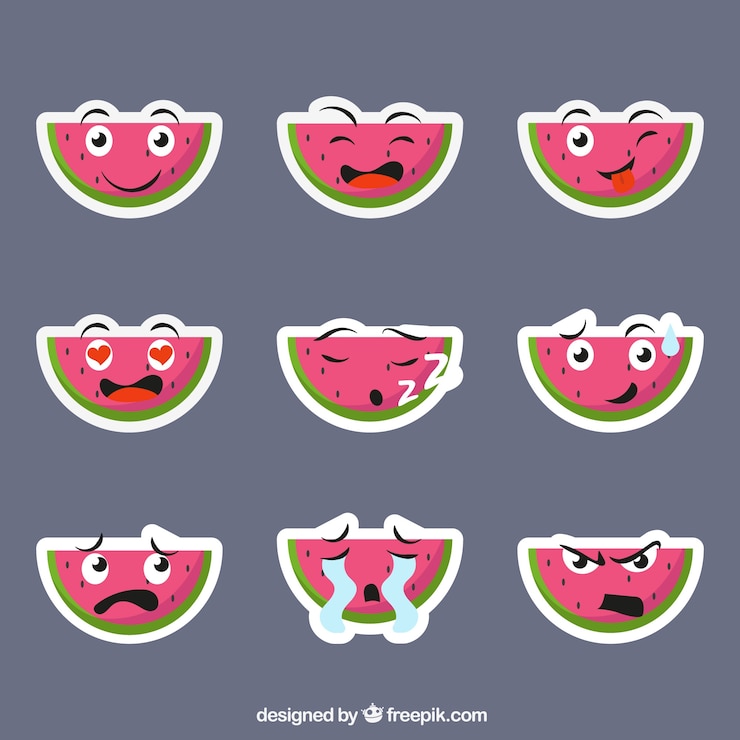 무료 Vector 수박 스티커의 재미있는 팩