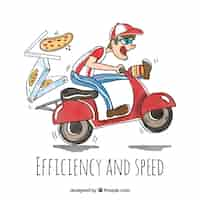 Free vector fun pizza delivery with hand drawn style