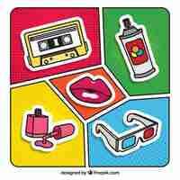 Free vector fun pop art sticker collection