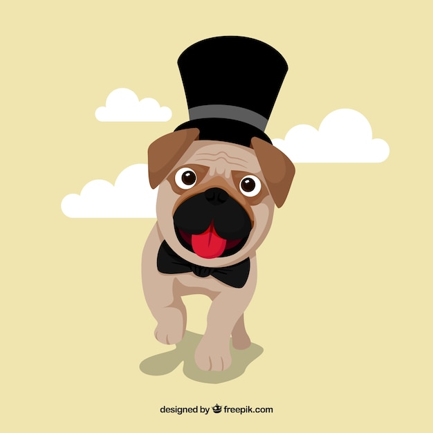 Free vector fun pug with elegant style