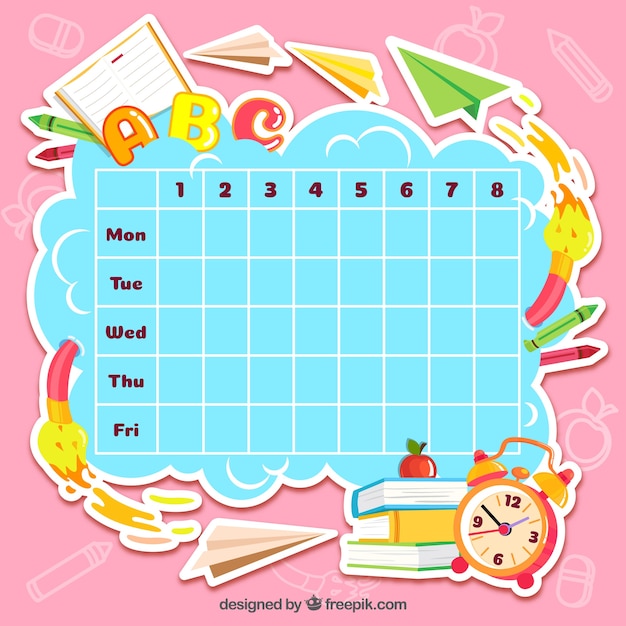 Fun school materials and cool timetable