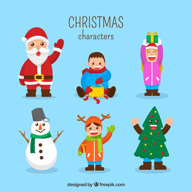 Free vector fun set of christmas characters