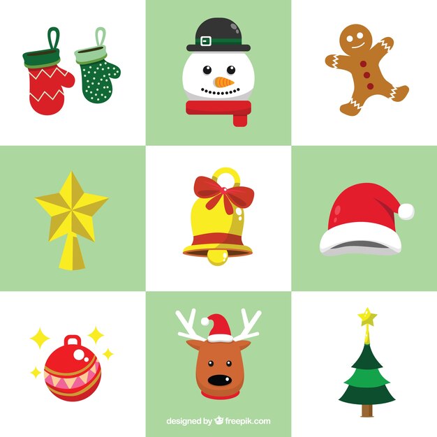 Free vector fun set of christmas ornaments