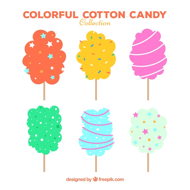 Fun set of colorful cotton candy