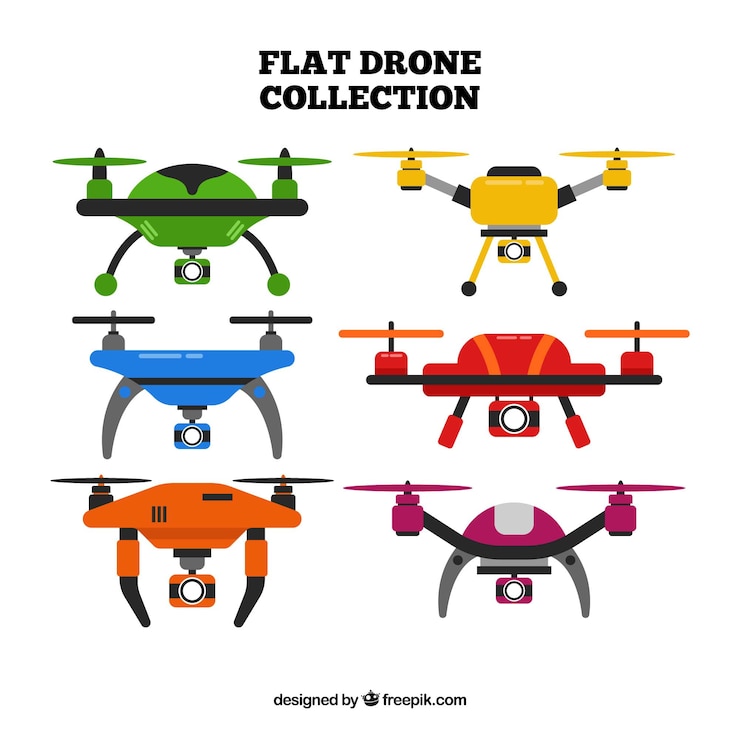Free Vector fun set of colorful drones