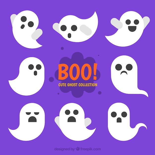 Free vector fun set of flat ghosts