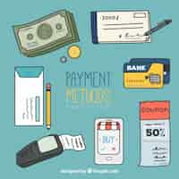 Free vector fun set of hand drawn payment methods