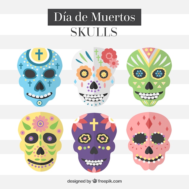 Fun set of mexican skulls