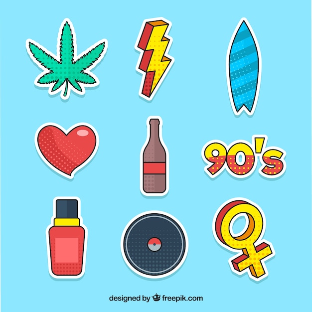 Free vector fun set of pop art stickers