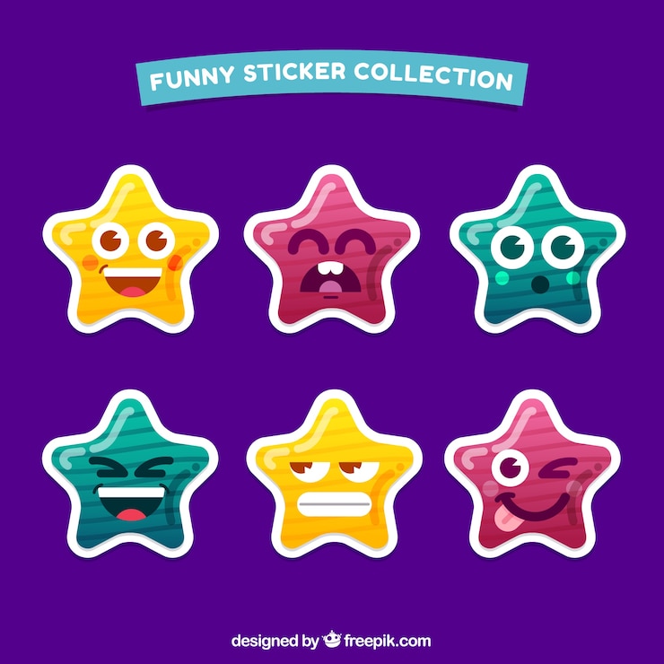 무료 Vector 재미있는 스타 스티커 컬렉션
