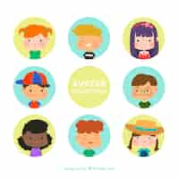 Free vector fun variety of children's avatars