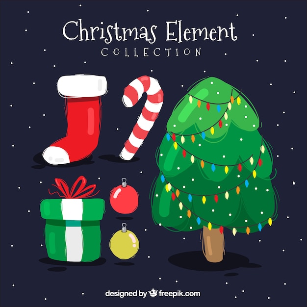 Free vector fun variety of christmas accesories