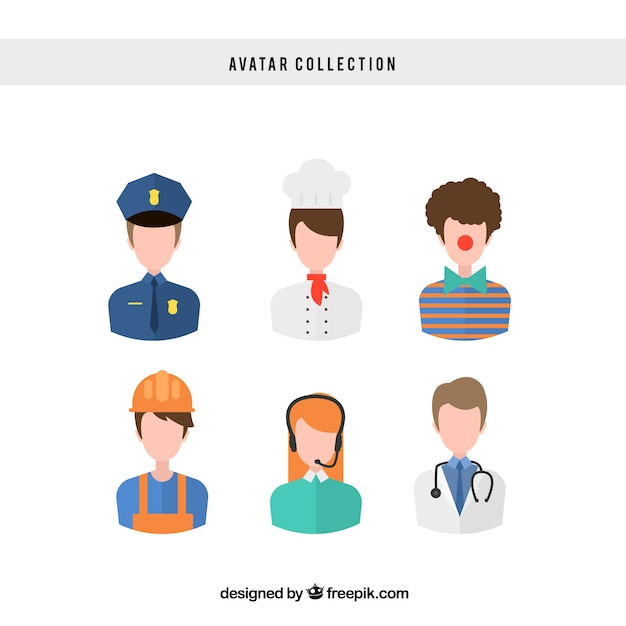 Free vector fun variety of professions avatars