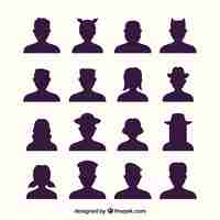 Free vector fun variety of silhouette avatars