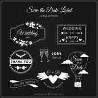 Free vector fun wedding labels on blackboard