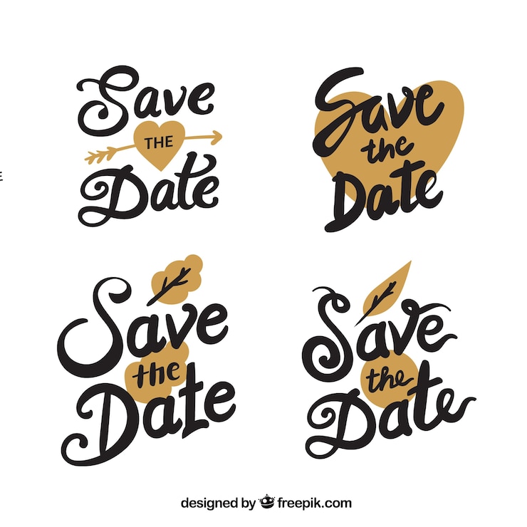 Free Vector fun wedding labels with modern style