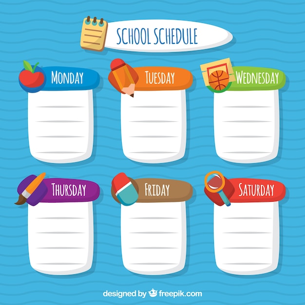 Fun weekly schedule with flat design Free Vector
