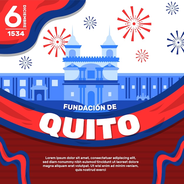 Free vector fundacion de quito and fireworks